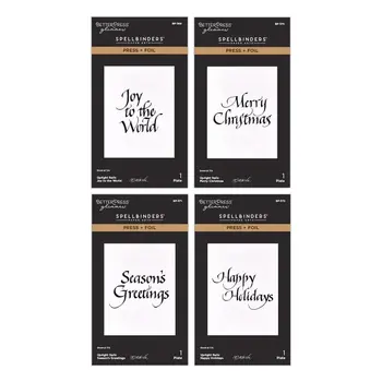 SPELLBINDERS SPELLBINDERS BETTERPRESS UPRIGHT ITALIC HOLIDAY SENTIMENTS PRESS + FOIL PLATE BUNDLE