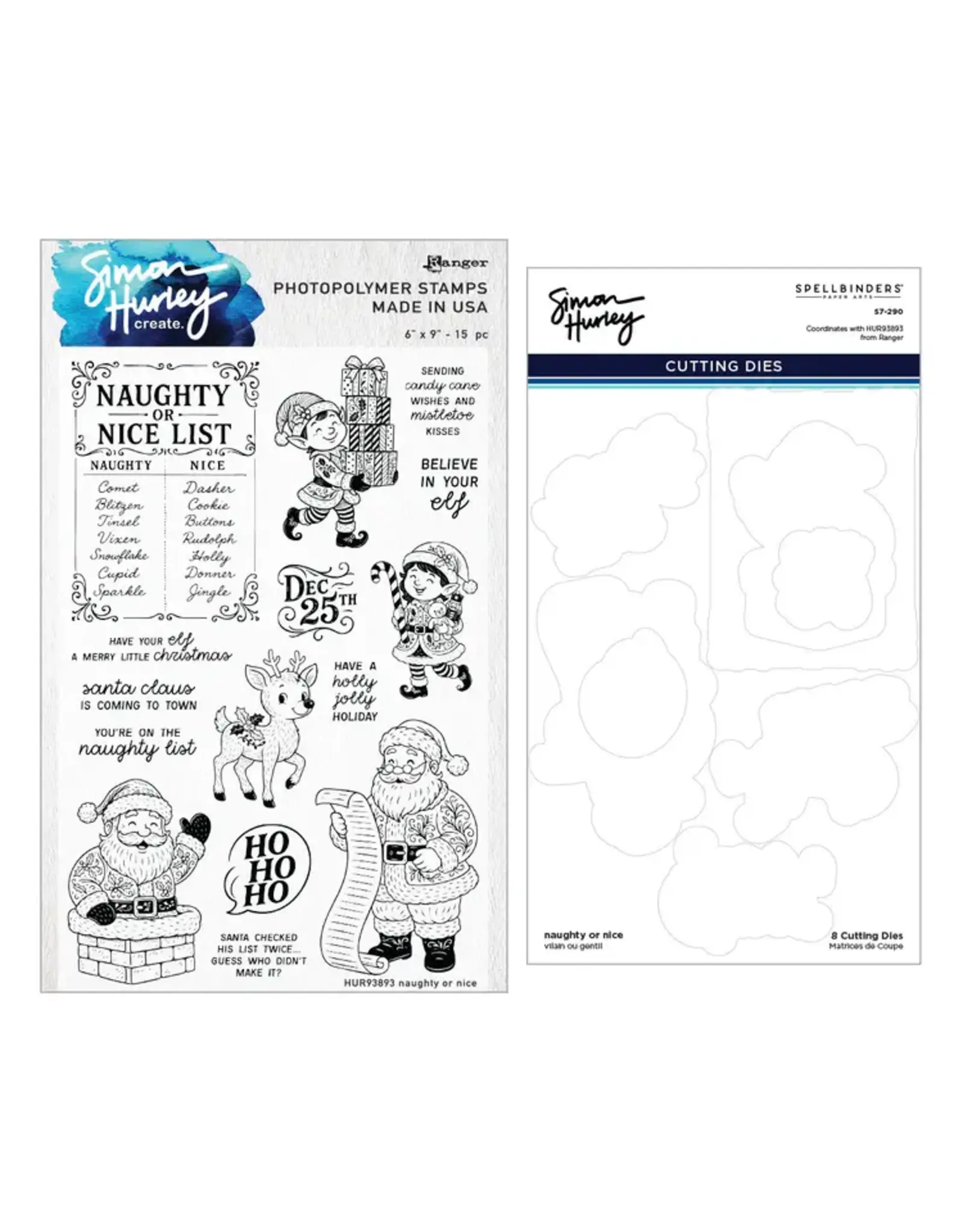 SPELLBINDERS SPELLBINDERS SIMON HURLEY NAUGHTY OR NICE CLEAR STAMP AND DIE BUNDLE