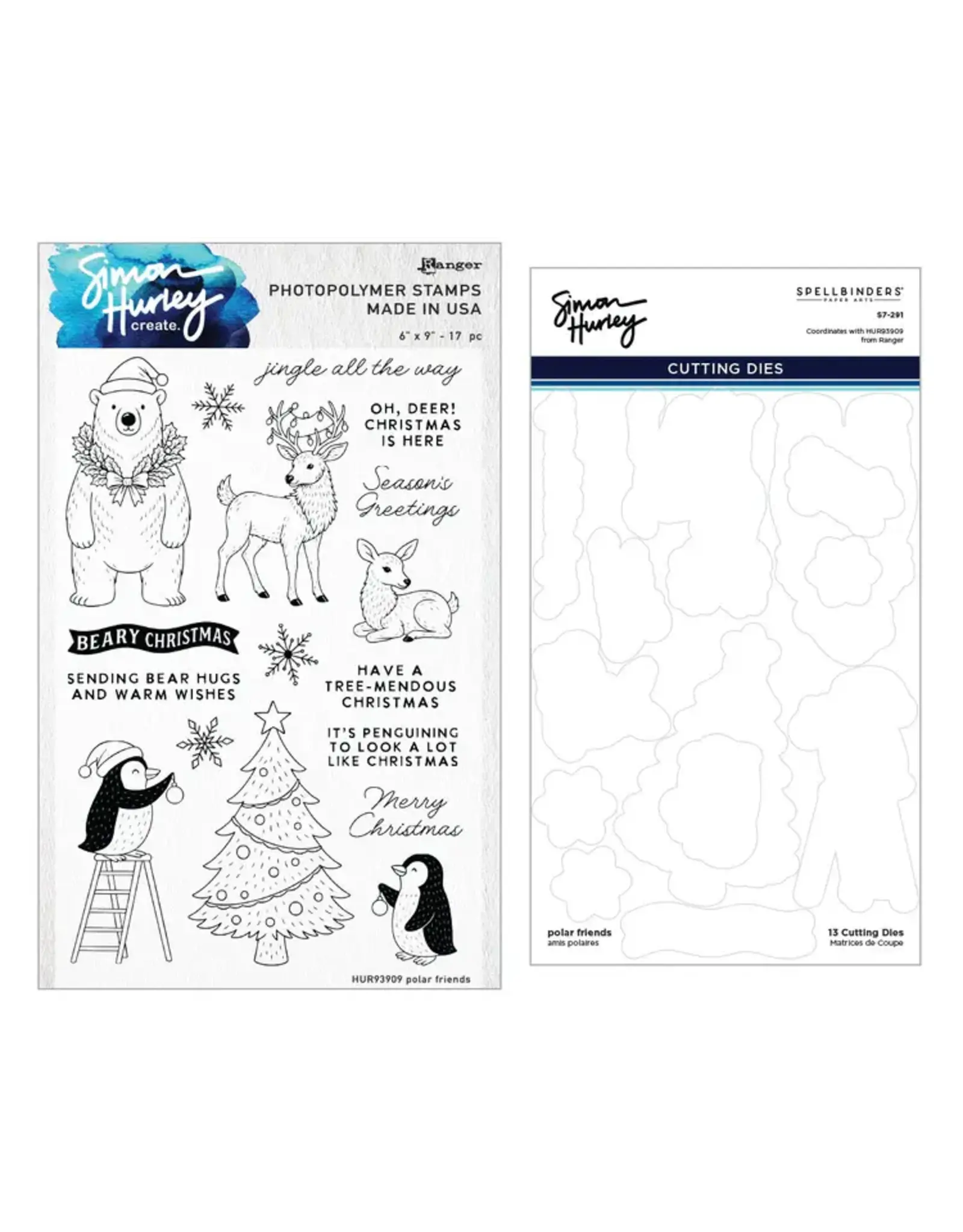 SPELLBINDERS SPELLBINDERS SIMON HURLEY POLAR FRIENDS CLEAR STAMP AND DIE BUNDLE