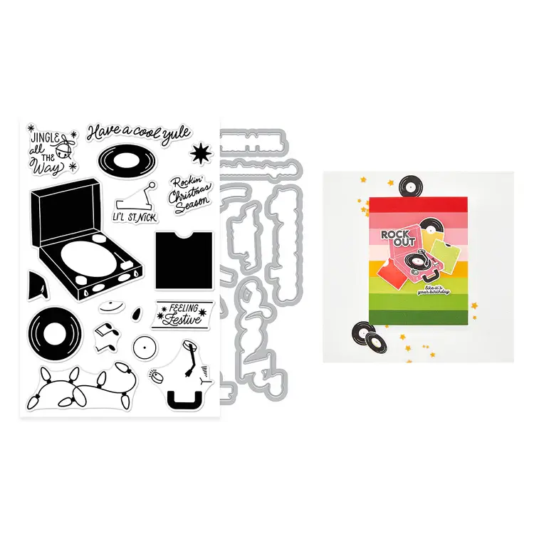 HERO ARTS HERO ARTS FEELING FESTIVE CLEAR STAMP AND DIE SET