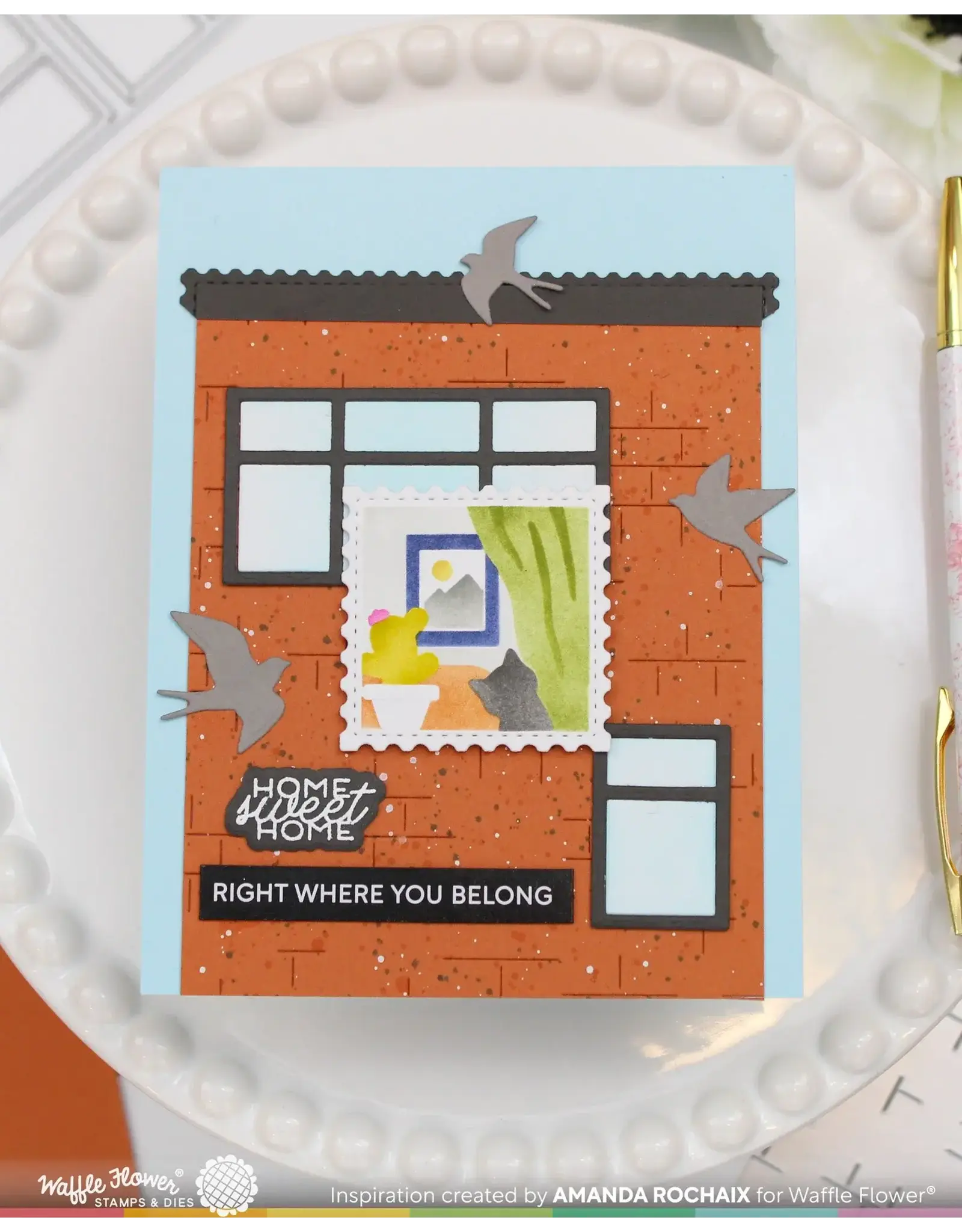 WAFFLE FLOWER WAFFLE FLOWER SQUARE POSTAGE HOME STENCIL