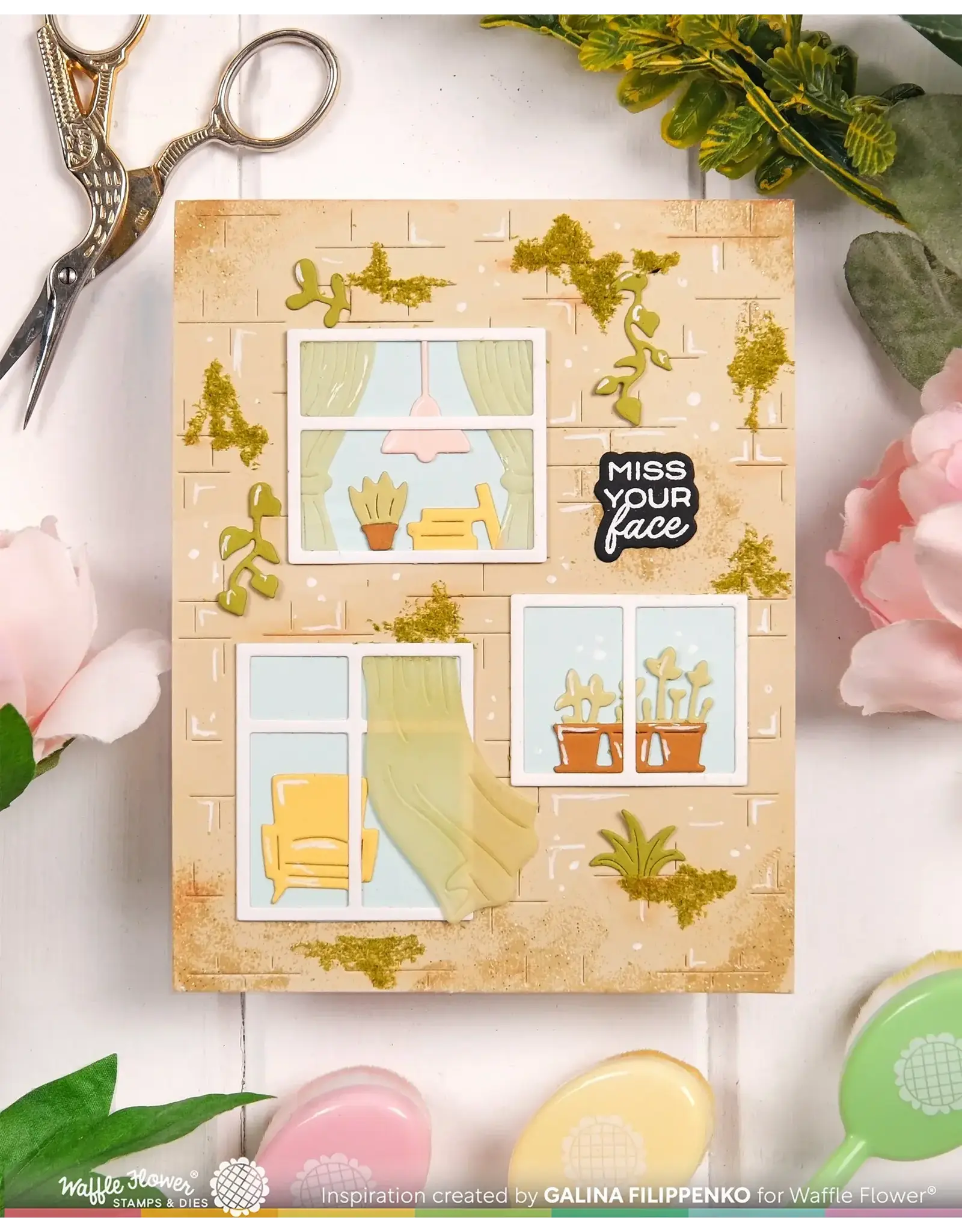 WAFFLE FLOWER WAFFLE FLOWER POSTAGE COLLAGE WINDOW ADD-ONS DIE SET