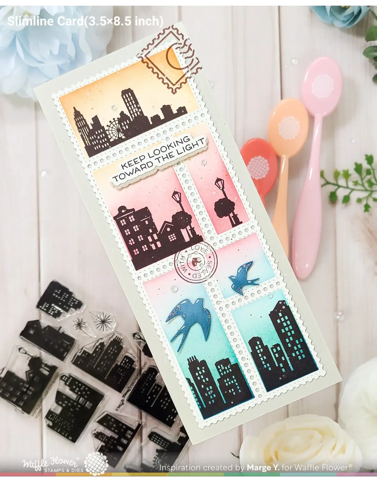 WAFFLE FLOWER WAFFLE FLOWER POSTAGE COLLAGE SWALLOW SILHOUETTES DIE SET