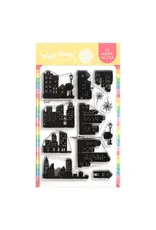 WAFFLE FLOWER WAFFLE FLOWER POSTAGE COLLAGE CITY SUNSET CLEAR STAMP SET