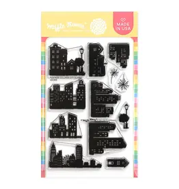 WAFFLE FLOWER WAFFLE FLOWER POSTAGE COLLAGE CITY SUNSET CLEAR STAMP SET