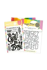 WAFFLE FLOWER WAFFLE FLOWER BABY ANNOUNCEMENT SENTIMENTS CLEAR STAMP SET AND DIE COMBO