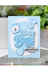 WAFFLE FLOWER WAFFLE FLOWER BABY ANNOUNCEMENT SENTIMENTS CLEAR STAMP SET AND DIE COMBO