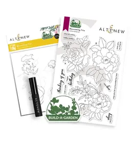 ALTENEW ALTENEW BUILD-A-GARDEN: BLOSSOMING TRIO CLEAR STAMP, STENCIL SET AND BLENDING BRUSH