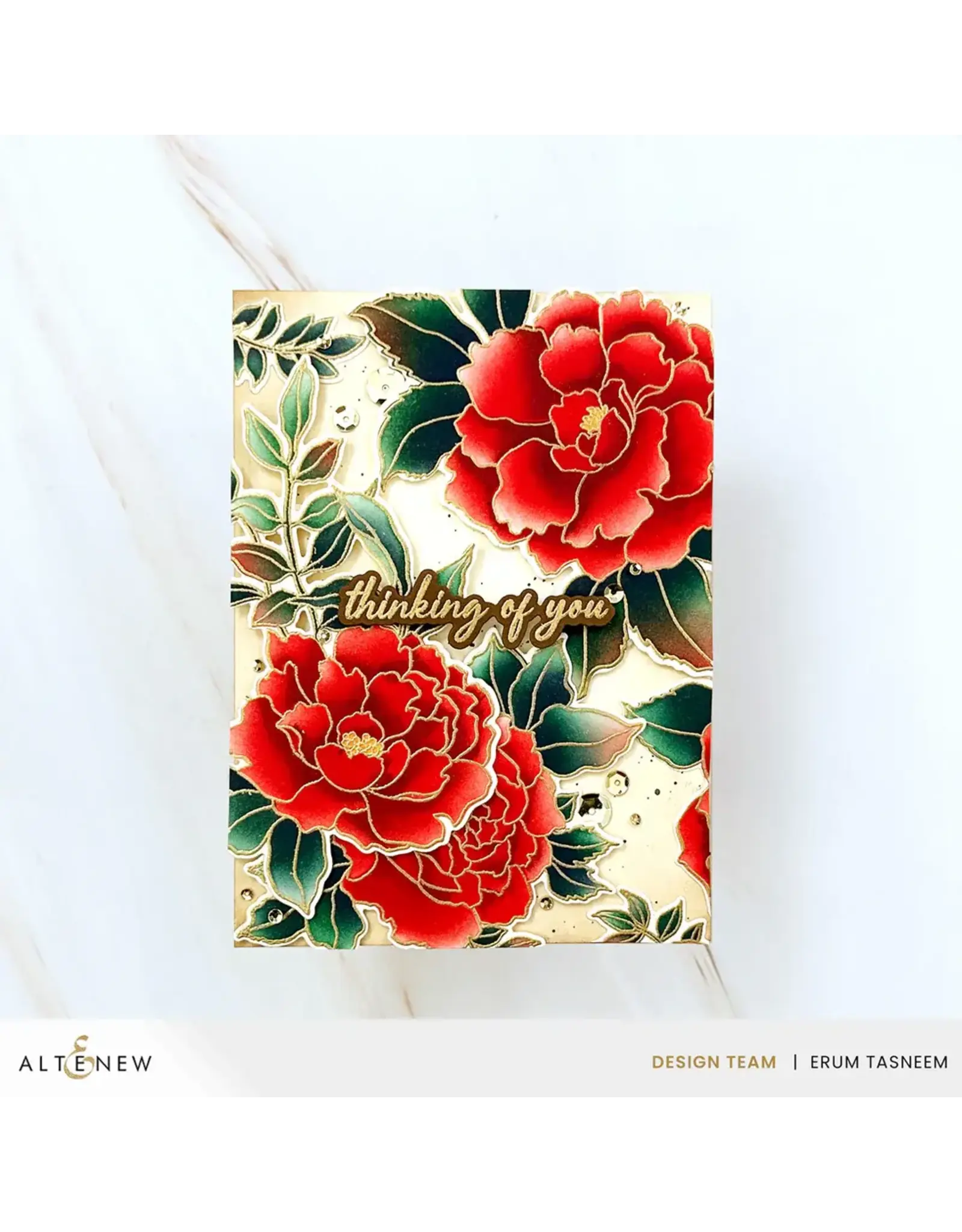 ALTENEW ALTENEW BUILD-A-GARDEN: BLOSSOMING TRIO CLEAR STAMP, STENCIL SET AND BLENDING BRUSH