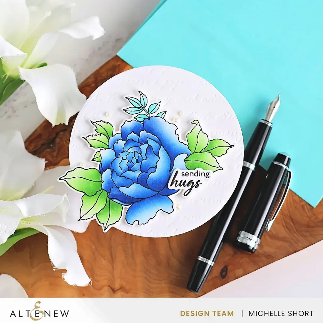 ALTENEW ALTENEW BUILD-A-GARDEN: BLOSSOMING TRIO CLEAR STAMP, STENCIL SET AND BLENDING BRUSH