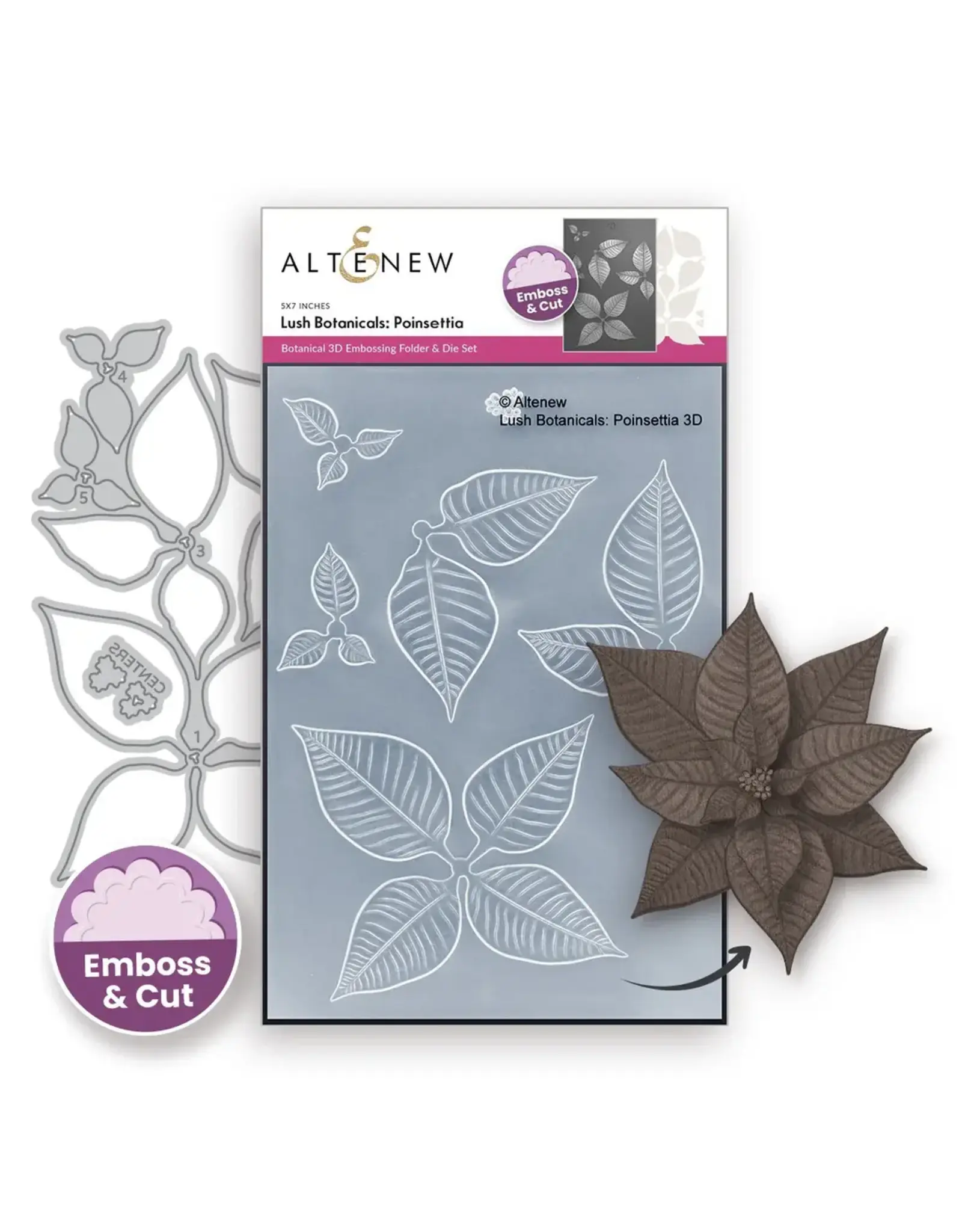 ALTENEW ALTENEW LUSH BOTANICALS: POINSETTIA 3D EMBOSSING FOLDER AND DIE SET