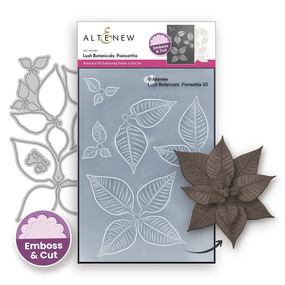 ALTENEW ALTENEW LUSH BOTANICALS: POINSETTIA 3D EMBOSSING FOLDER AND DIE SET