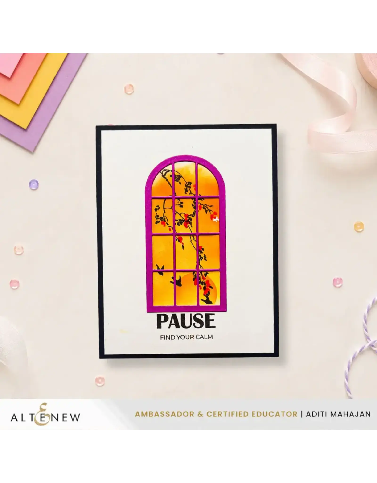 ALTENEW ALTENEW CRAFT YOUR LIFE PROJECT KIT: WINDOWS TO STILLNESS CLEAR STAMP, STENCIL SET, 3D EMBOSSING FOLDER AND DIE SET BUNDLE