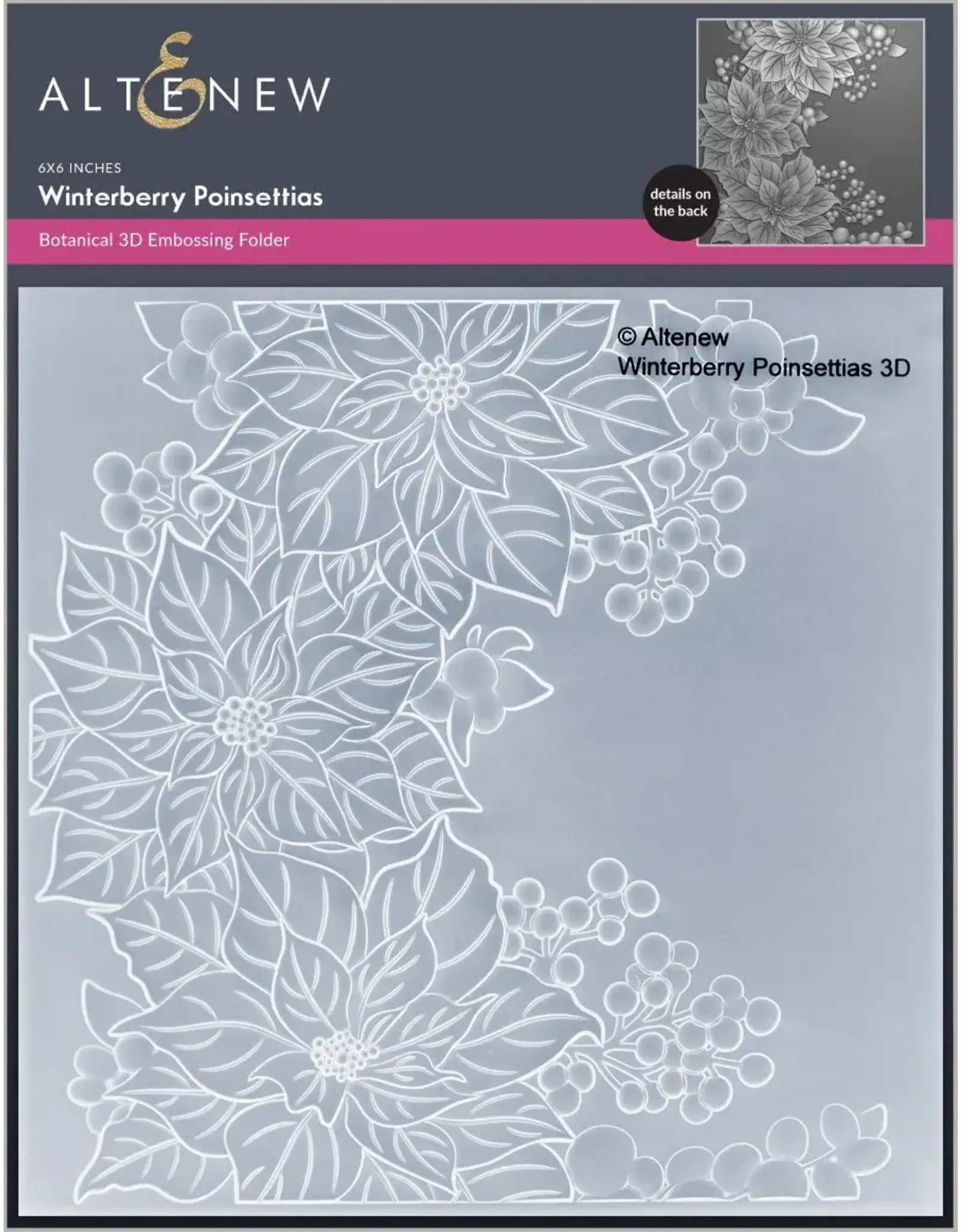 ALTENEW ALTENEW WINTERBERRY POINSETTIAS 3D EMBOSSING FOLDER