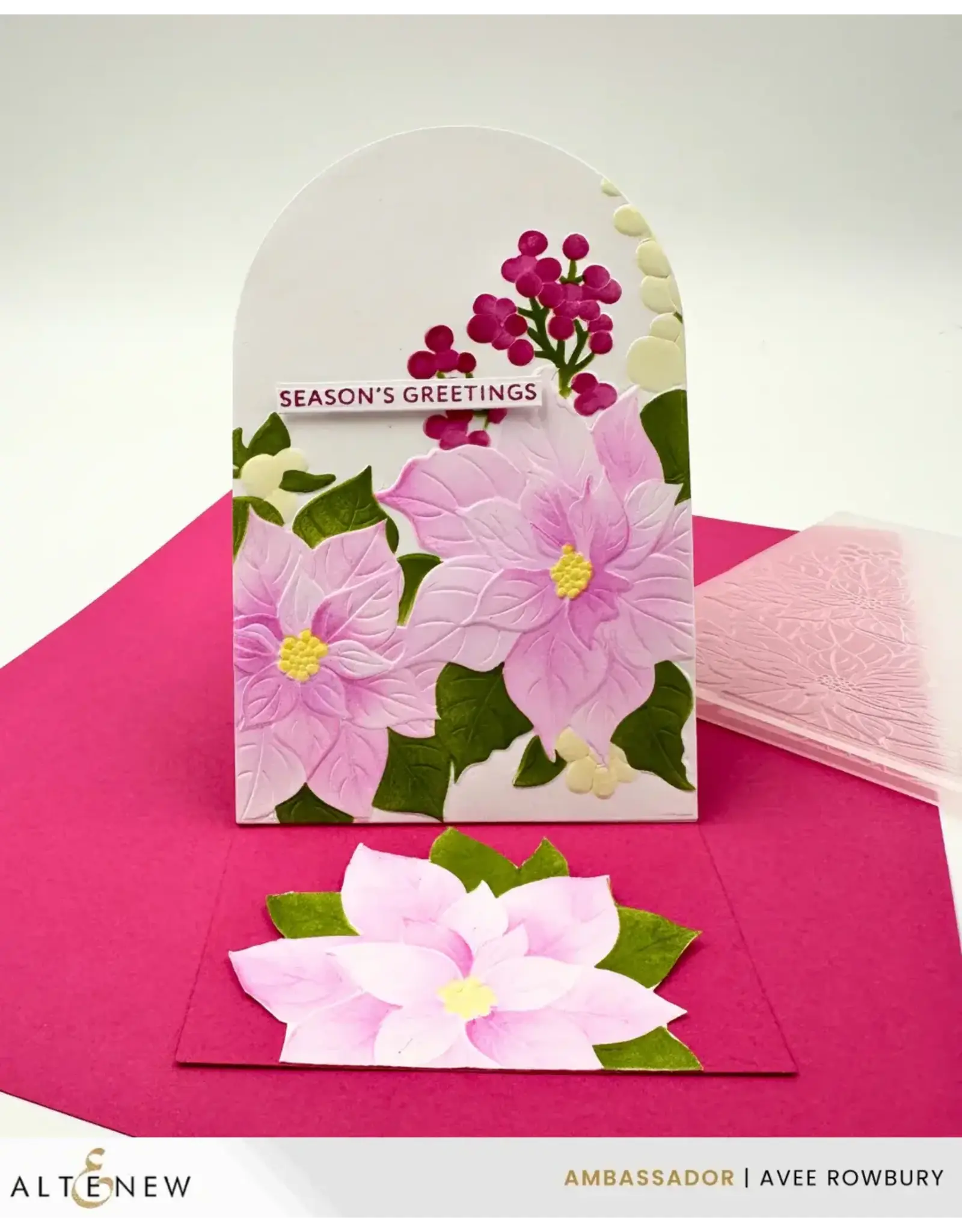 ALTENEW ALTENEW WINTERBERRY POINSETTIAS 3D EMBOSSING FOLDER