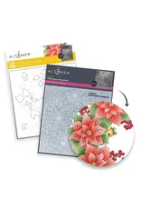 ALTENEW ALTENEW WINTERBERRY POINSETTIAS 3D EMBOSSING FOLDER AND STENCIL SET BUNDLE