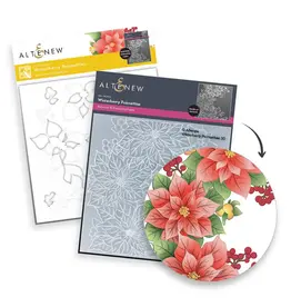 ALTENEW ALTENEW WINTERBERRY POINSETTIAS 3D EMBOSSING FOLDER AND STENCIL SET BUNDLE
