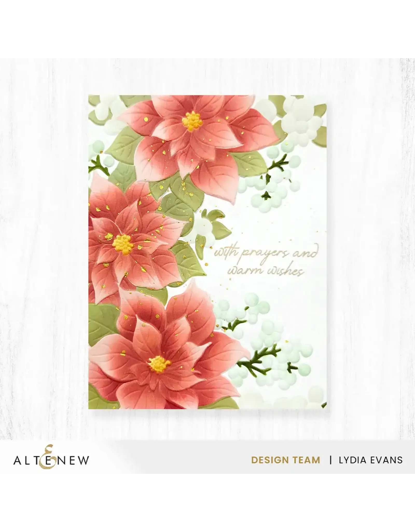 ALTENEW ALTENEW WINTERBERRY POINSETTIAS 3D EMBOSSING FOLDER AND STENCIL SET BUNDLE