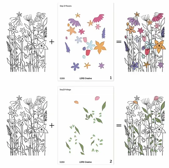LDRS CREATIVE LDRS CREATIVE NEVER-ENDING WILDFLOWERS LAYERING STENCILS SET 2/PK