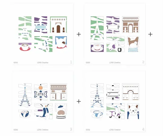 LDRS CREATIVE LDRS CREATIVE PARIS POSTAGE COLLAGE LAYERING STENCILS SET 4/PK