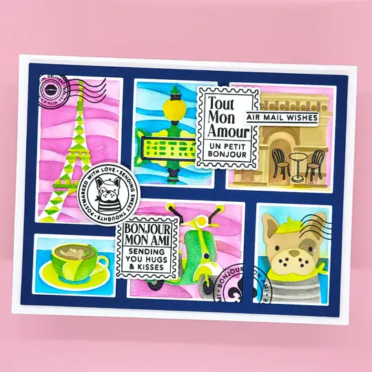 LDRS CREATIVE LDRS CREATIVE PARIS POSTAGE COLLAGE LAYERING STENCILS SET 4/PK