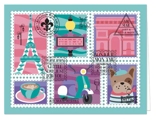 LDRS CREATIVE LDRS CREATIVE PARIS POSTAGE COLLAGE LAYERING STENCILS SET 4/PK