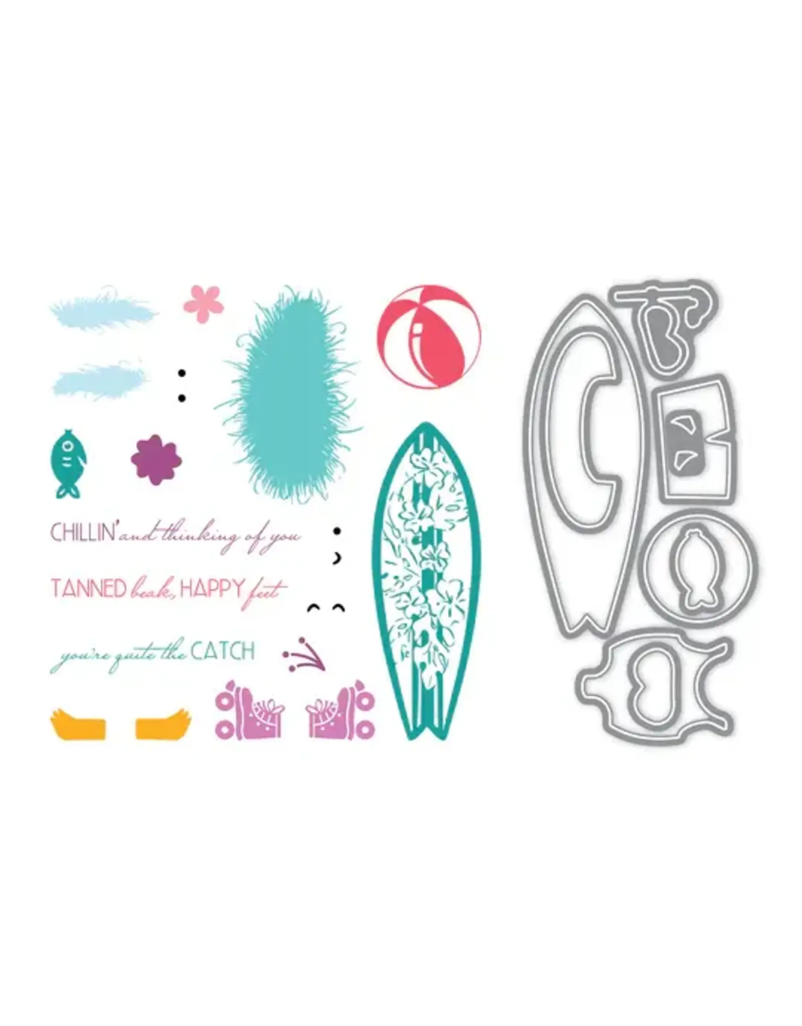 LDRS CREATIVE LDRS CREATIVE FUZZY WUZZIES BEACH BUM ADD-ON 4x4 CLEAR STAMP AND DIE SET
