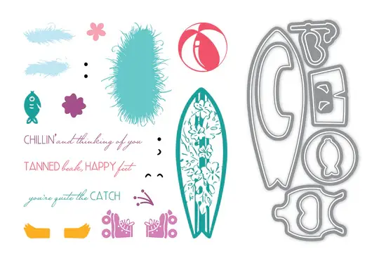 LDRS CREATIVE LDRS CREATIVE FUZZY WUZZIES BEACH BUM ADD-ON 4x4 CLEAR STAMP AND DIE SET