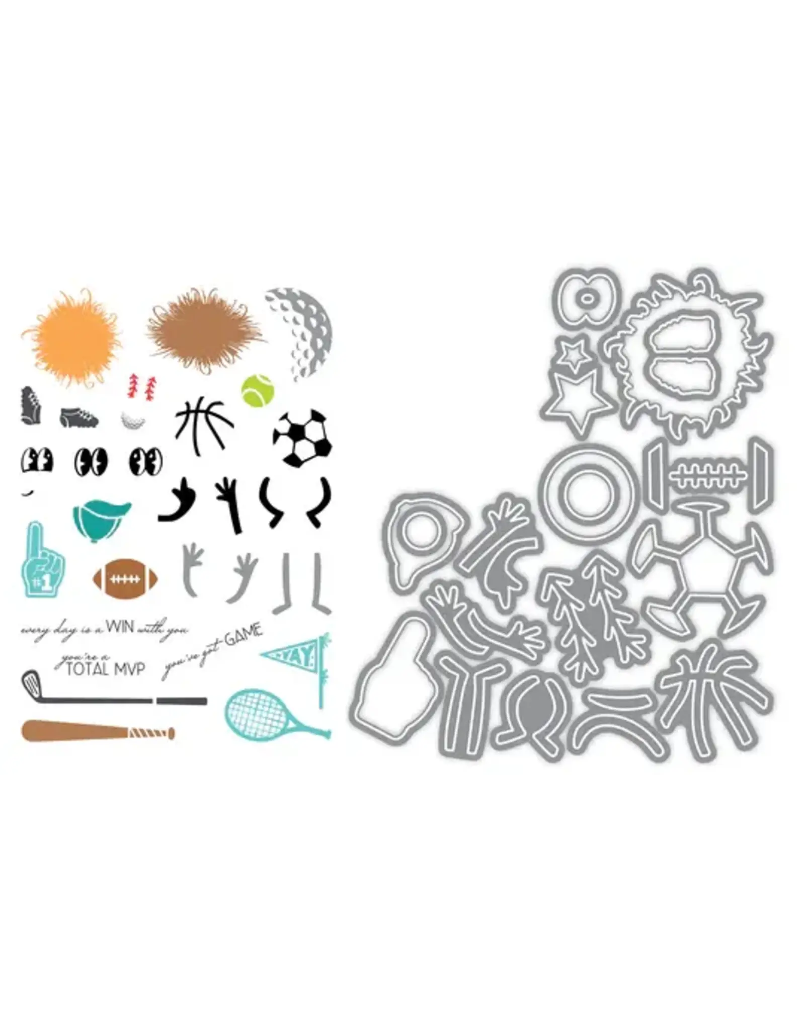 LDRS CREATIVE LDRS CREATIVE FUZZY WUZZIES ATHLETIC SUPPORTER ADD-ON 4x6 CLEAR STAMP AND DIE SET