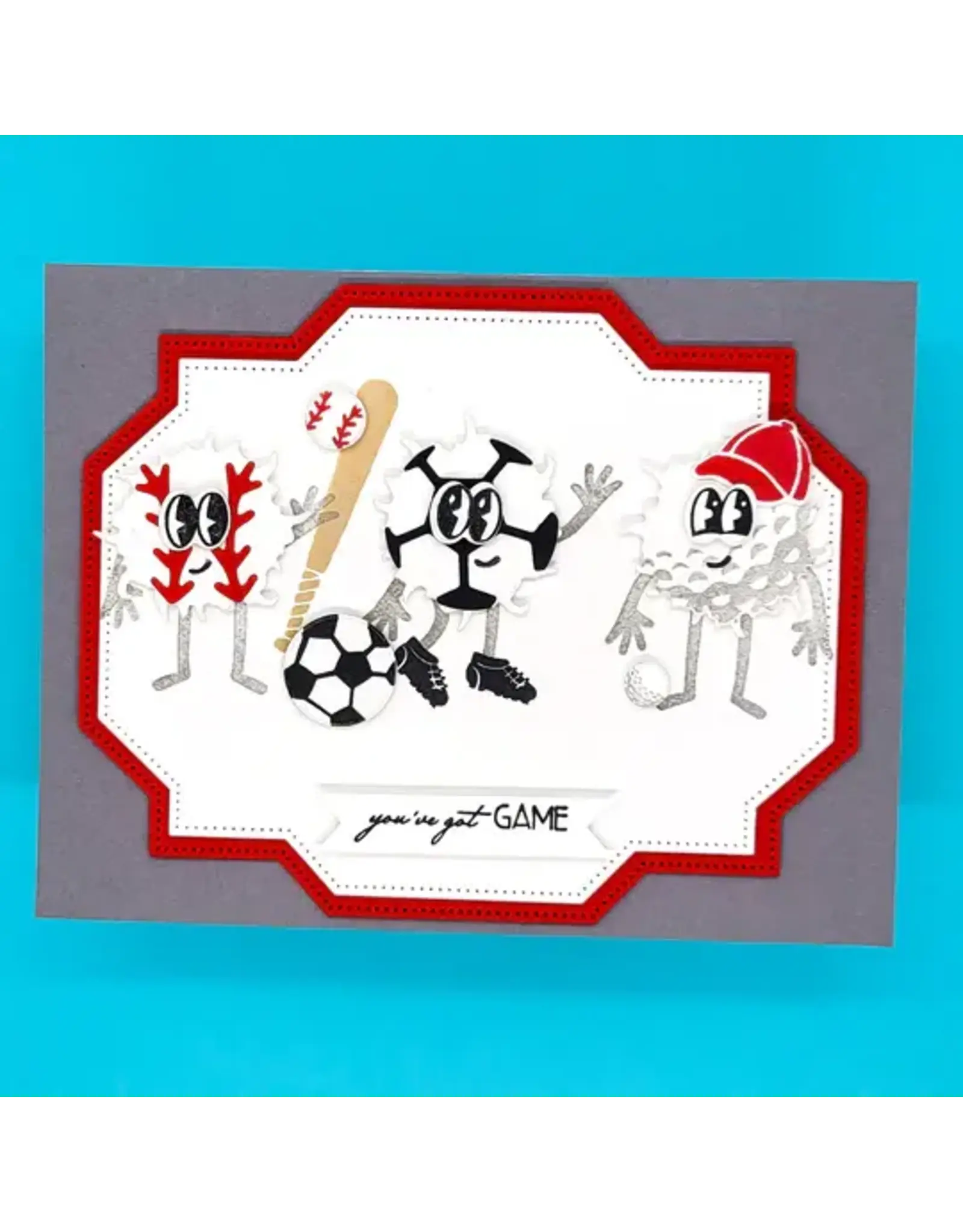 LDRS CREATIVE LDRS CREATIVE FUZZY WUZZIES ATHLETIC SUPPORTER ADD-ON 4x6 CLEAR STAMP AND DIE SET