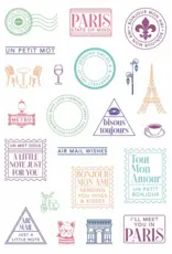 LDRS CREATIVE LDRS CREATIVE PARIS POSTAGE COLLAGE 4x6 CLEAR STAMP SET