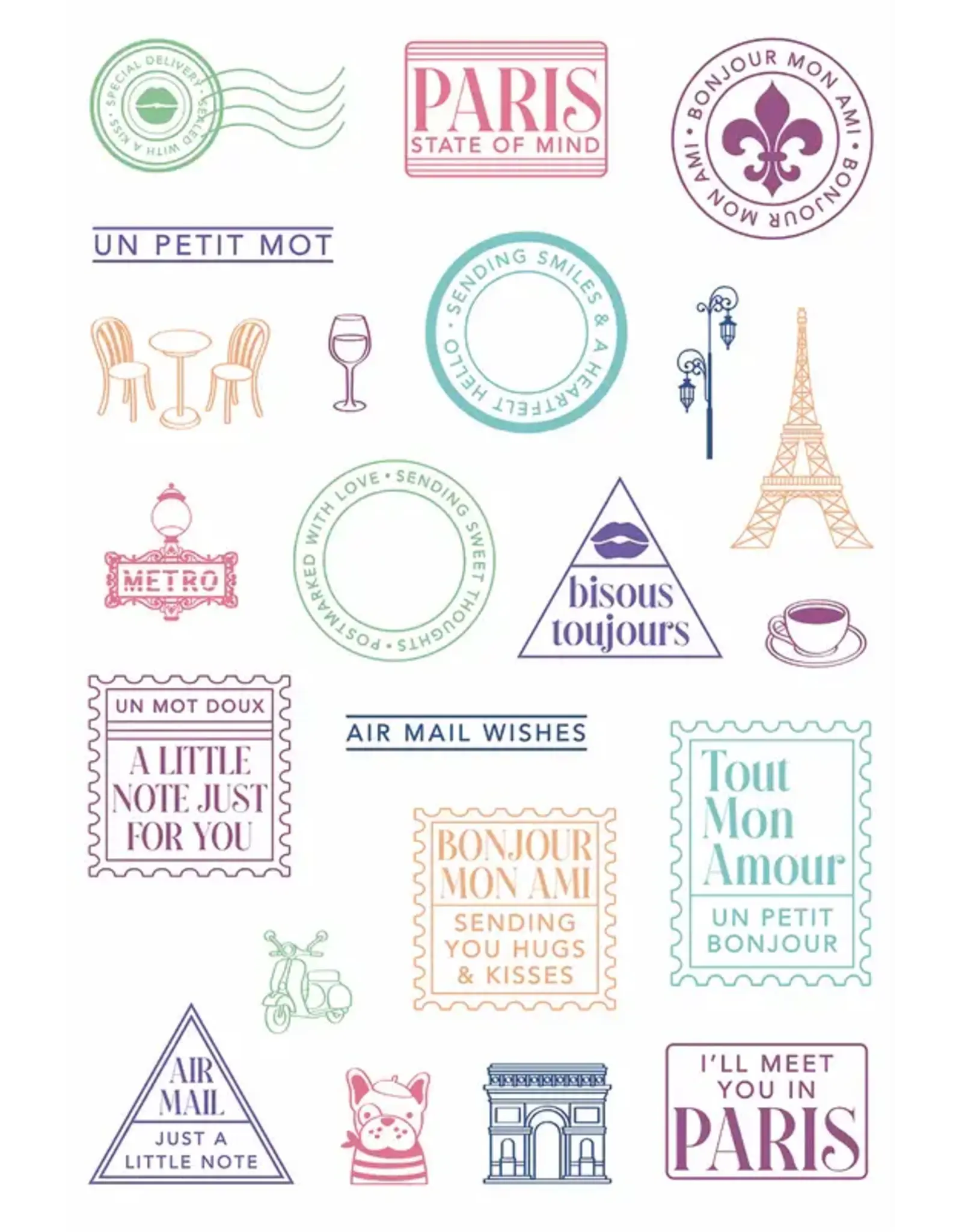 LDRS CREATIVE LDRS CREATIVE PARIS POSTAGE COLLAGE 4x6 CLEAR STAMP SET