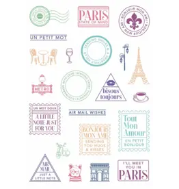 LDRS CREATIVE LDRS CREATIVE PARIS POSTAGE COLLAGE 4x6 CLEAR STAMP SET