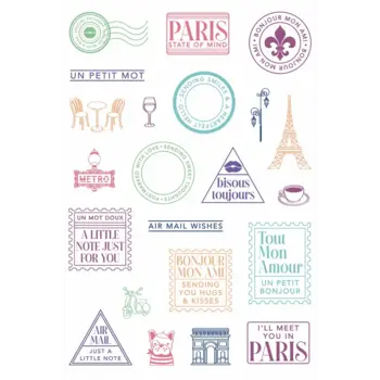 LDRS CREATIVE LDRS CREATIVE PARIS POSTAGE COLLAGE 4x6 CLEAR STAMP SET