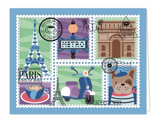 LDRS CREATIVE LDRS CREATIVE PARIS POSTAGE COLLAGE 4x6 CLEAR STAMP SET