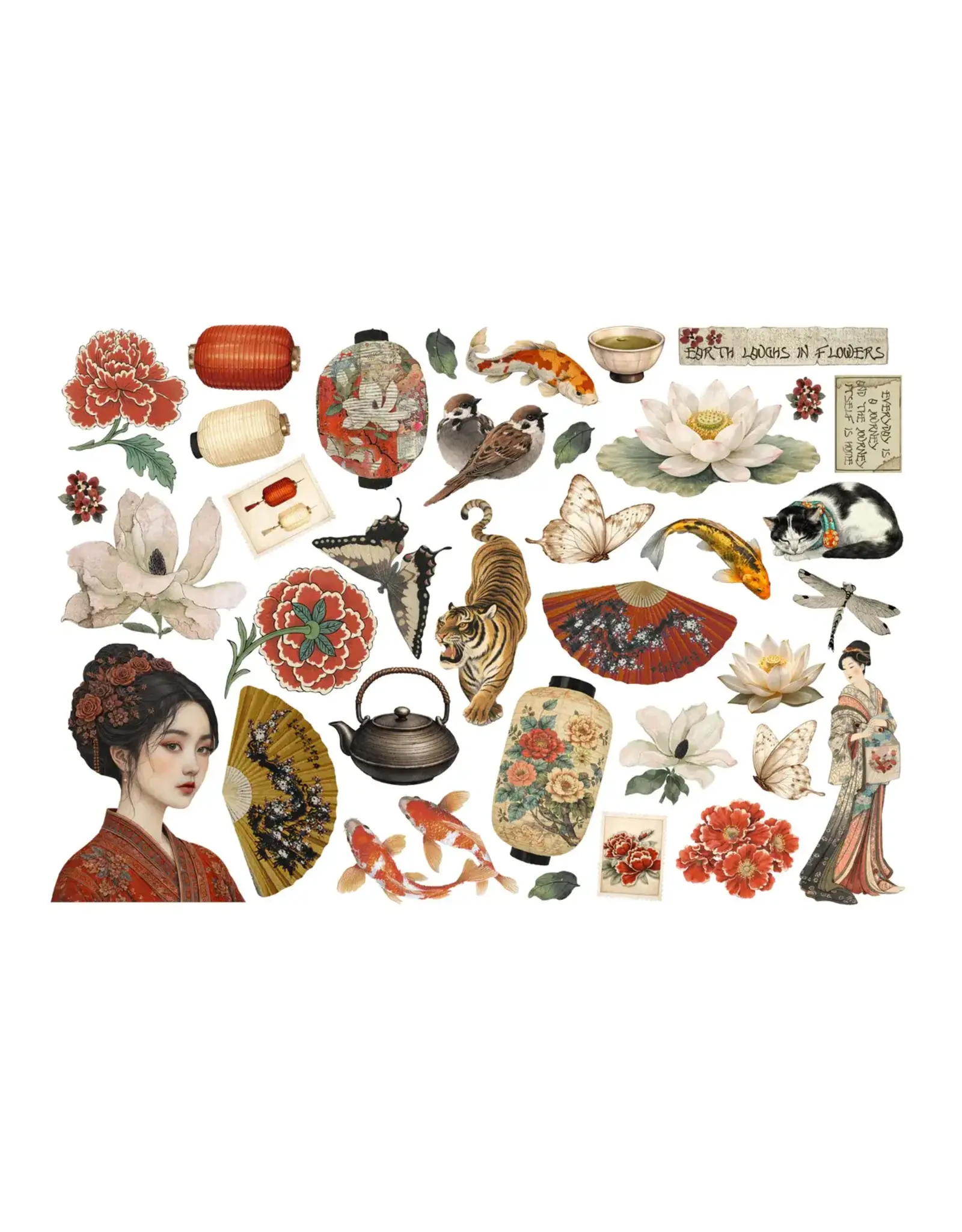 STAMPERIA STAMPERIA ORIENTAL GARDEN EPHEMERA ADHESIVE PAPER CUT OUTS
