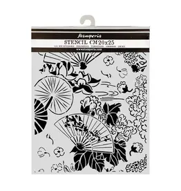 STAMPERIA STAMPERIA ORIENTAL GARDEN FANS 20x25cm STENCIL
