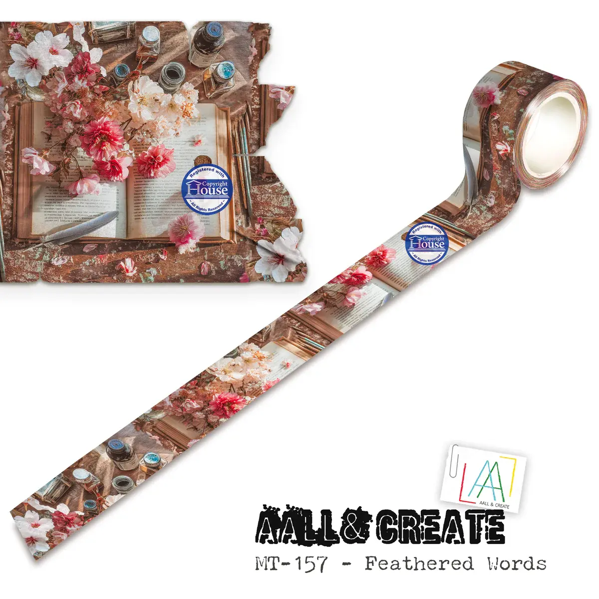 AALL & CREATE AALL & CREATE #157 FEATHERED WORDS LAYER IT UP! WASHI TAPE