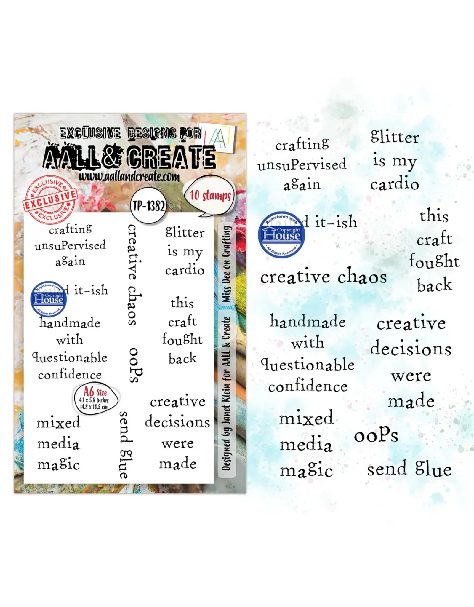 AALL & CREATE AALL & CREATE JANET KLEIN #1382 MISS DEE ON CRAFTING A6 CLEAR STAMP SET