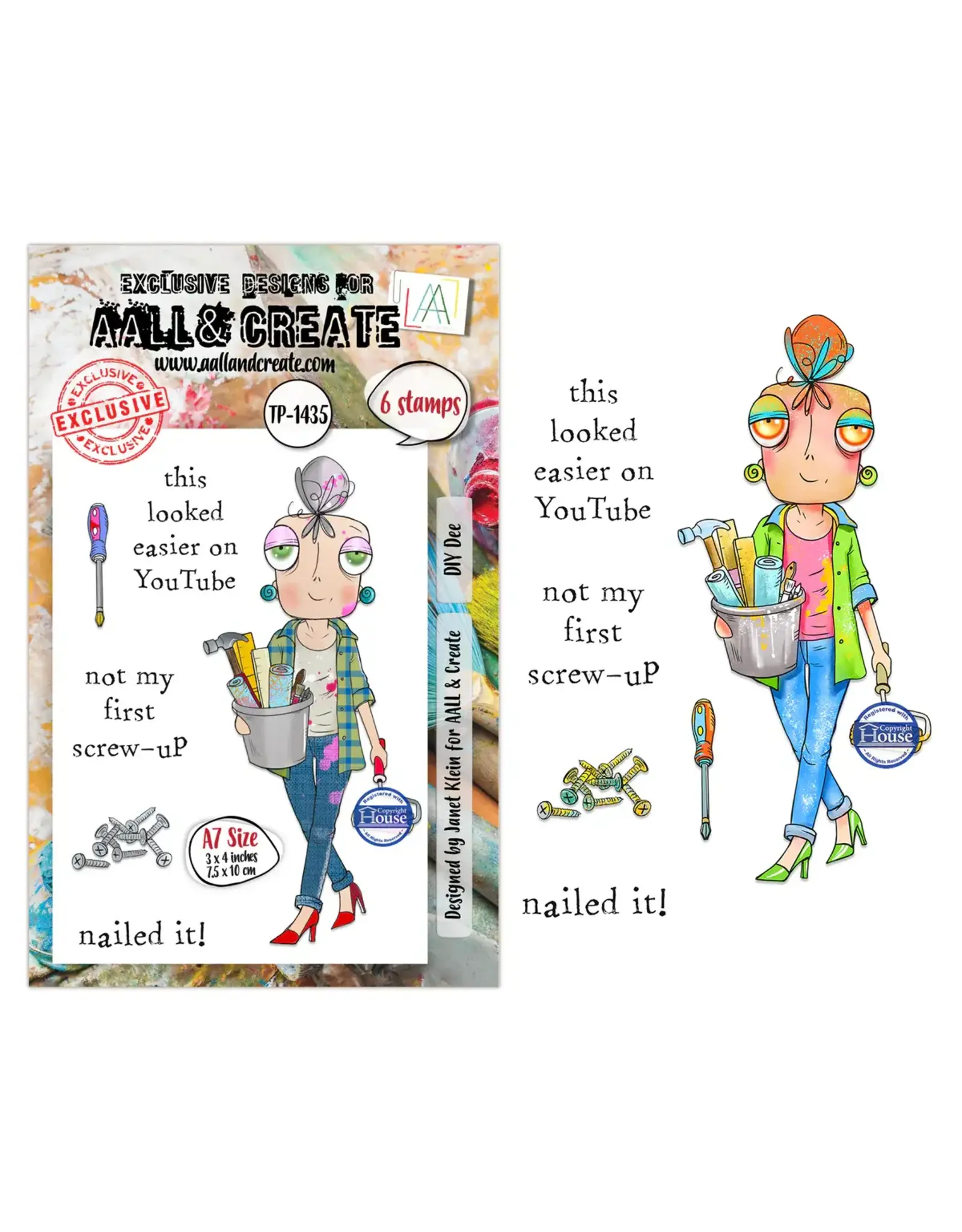 AALL & CREATE AALL & CREATE JANET KLEIN #1435 DIY DEE A7 CLEAR STAMP SET