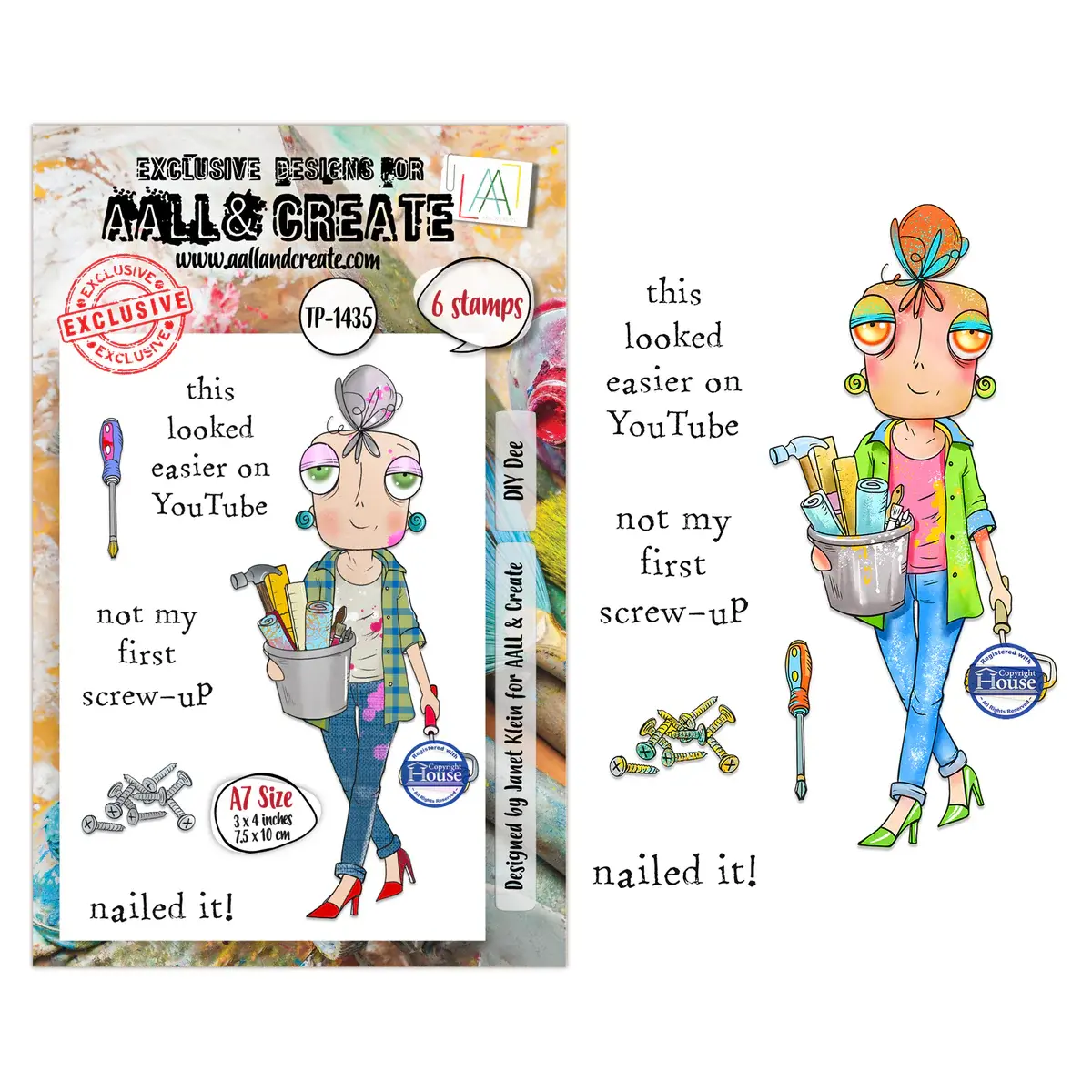 AALL & CREATE AALL & CREATE JANET KLEIN #1435 DIY DEE A7 CLEAR STAMP SET
