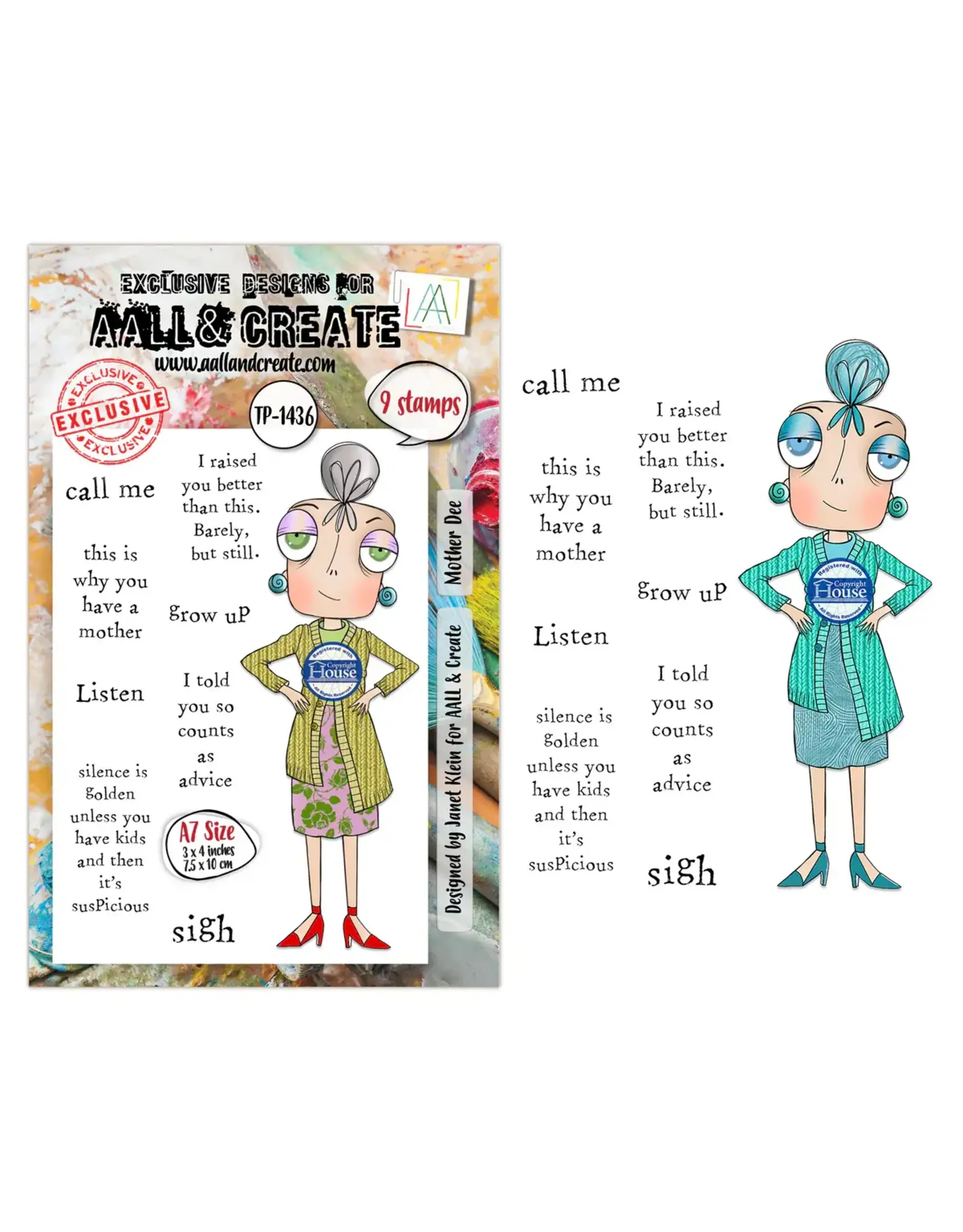 AALL & CREATE AALL & CREATE JANET KLEIN #1436 MOTHER DEE A7 CLEAR STAMP SET