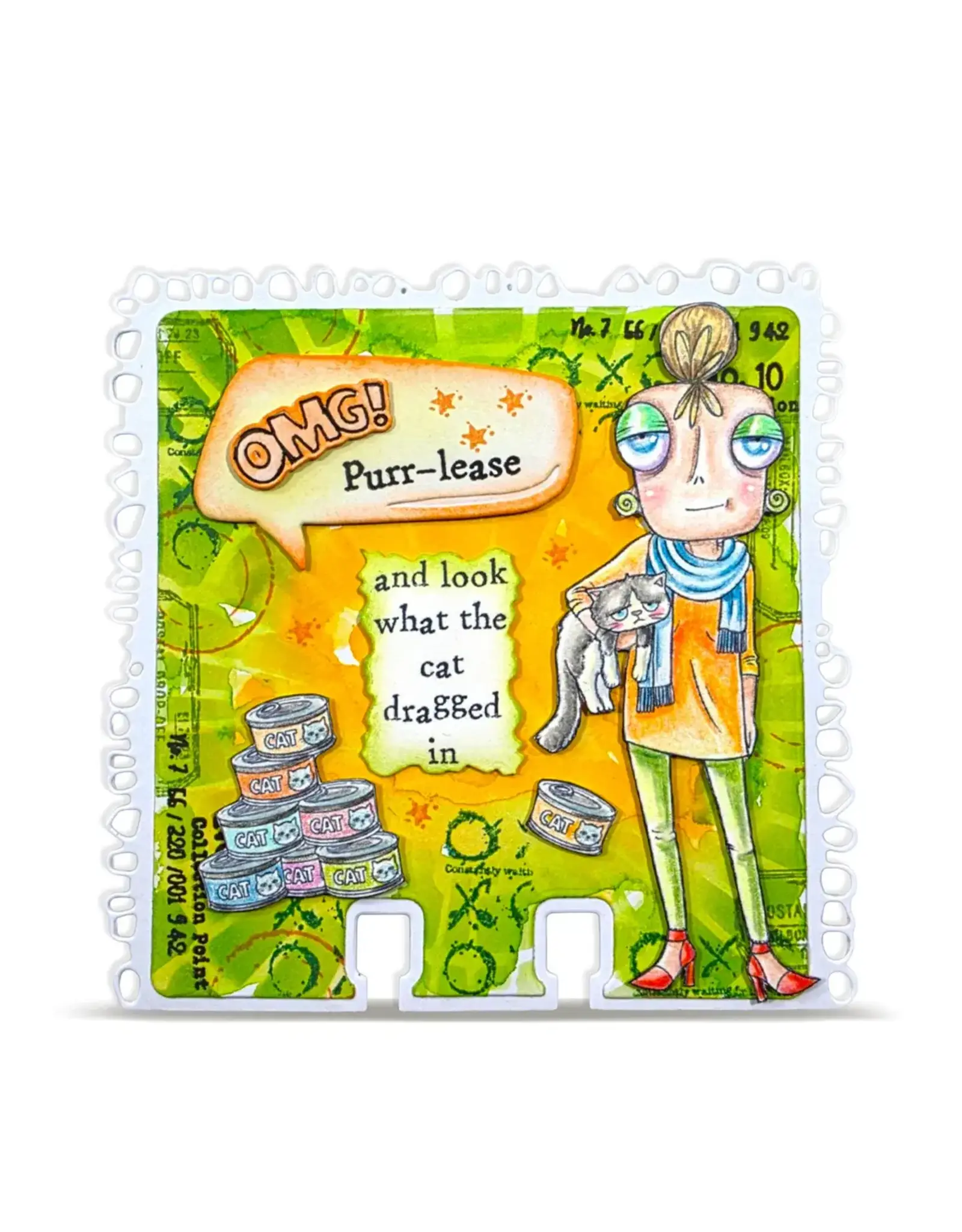 AALL & CREATE AALL & CREATE JANET KLEIN #1438 PURR-PLEXED DEE A7 CLEAR STAMP SET