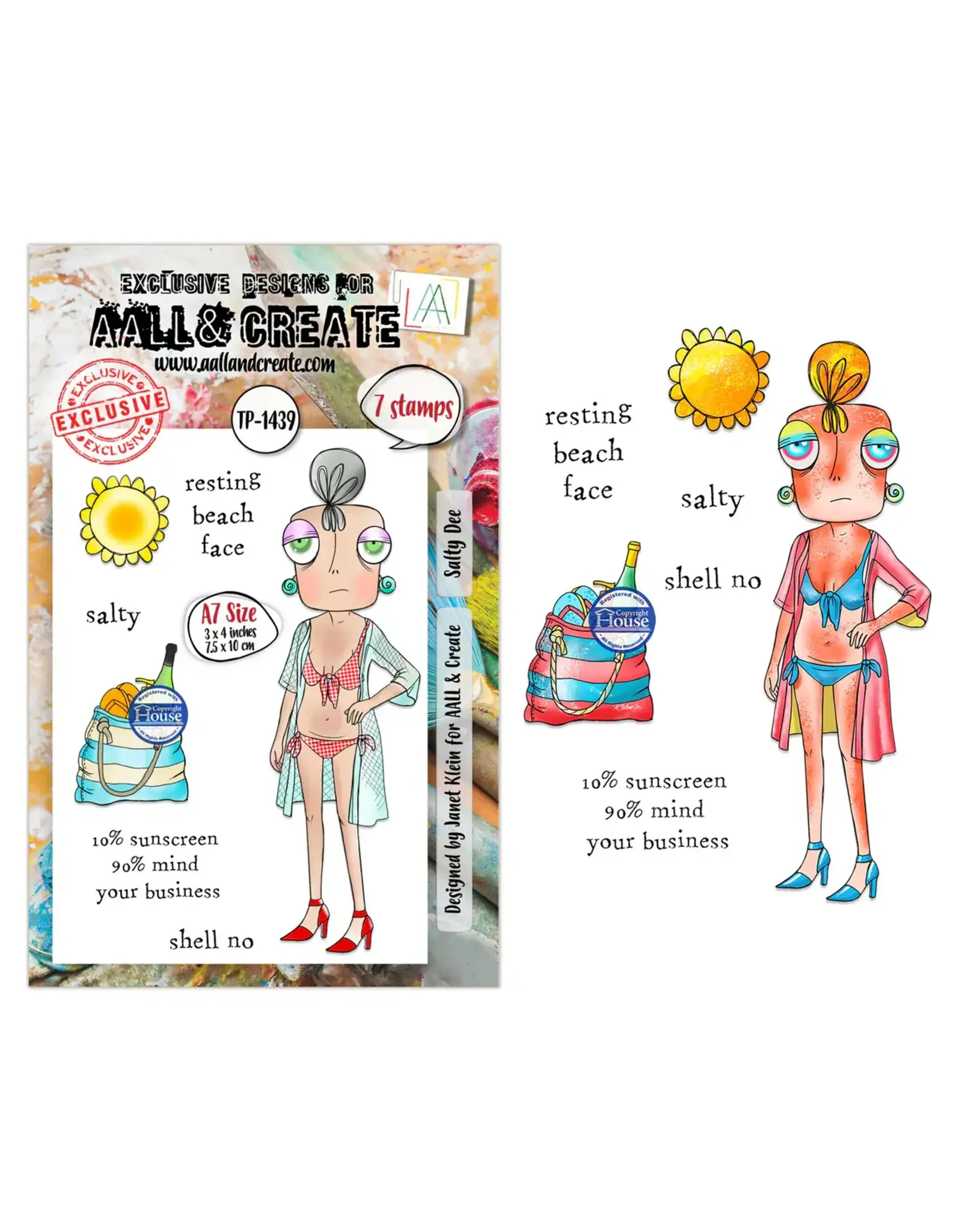 AALL & CREATE AALL & CREATE JANET KLEIN #1439 SALTY DEE A7 CLEAR STAMP SET