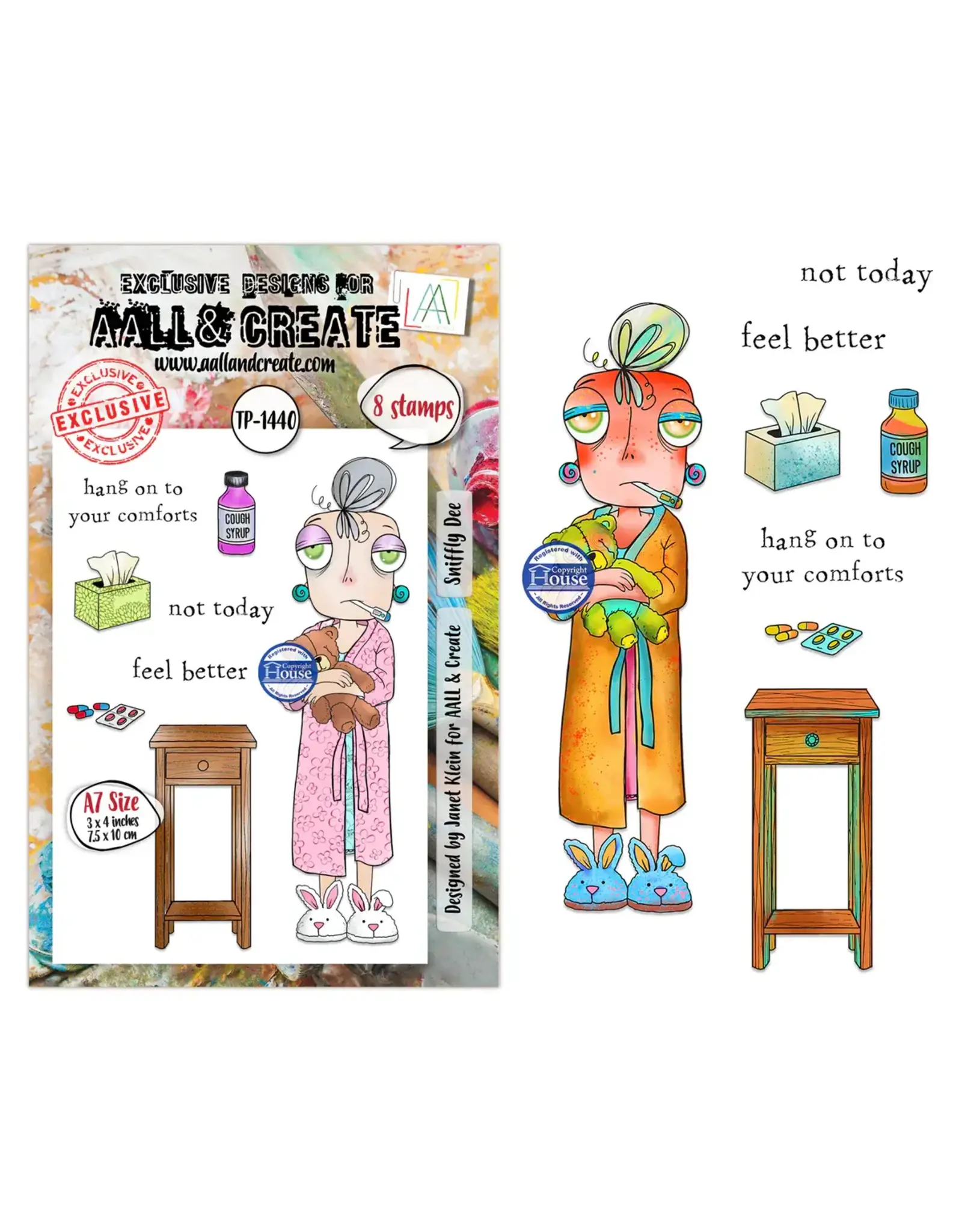 AALL & CREATE AALL & CREATE JANET KLEIN #1440 SNIFFLY DEE A7 CLEAR STAMP SET