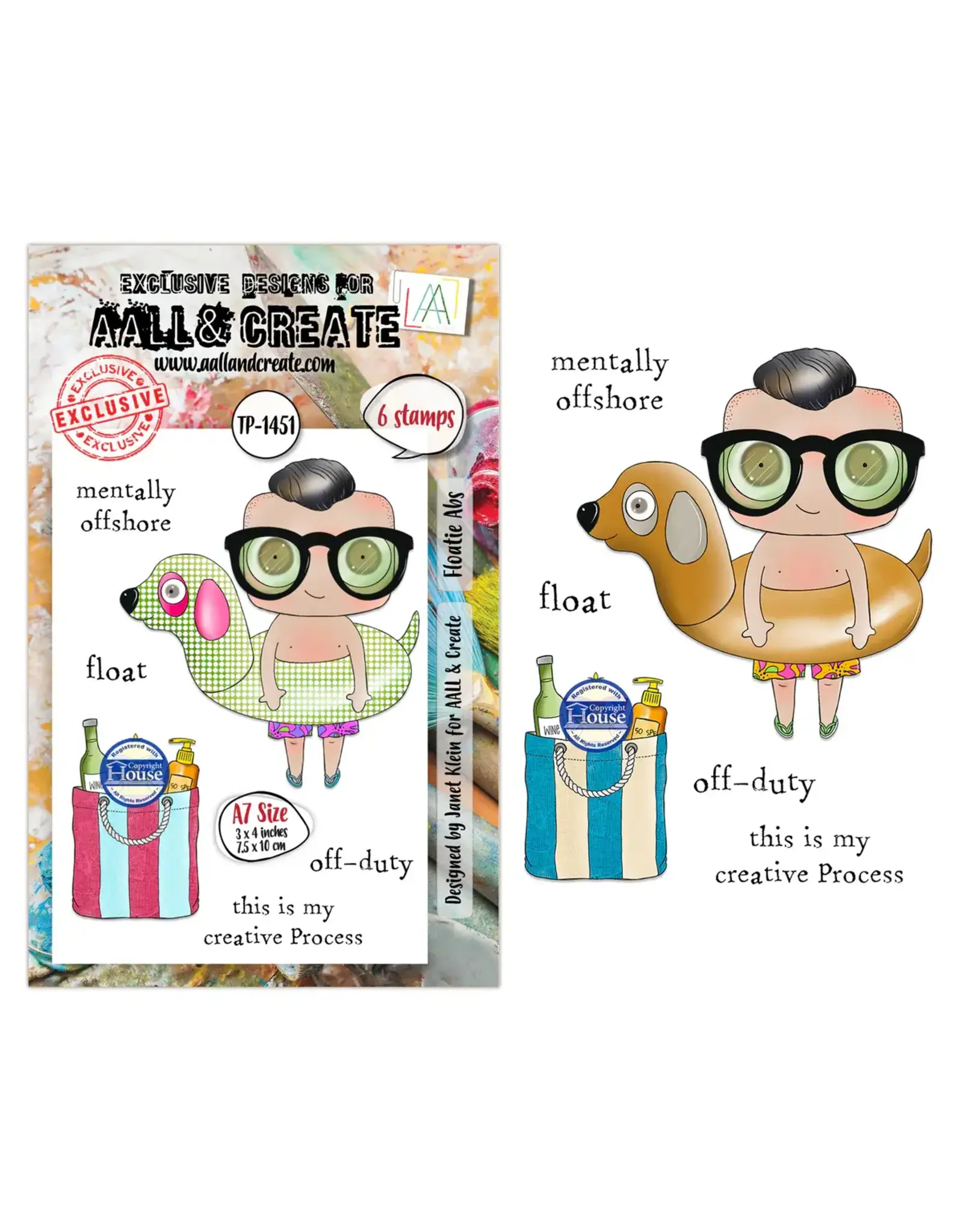 AALL & CREATE AALL & CREATE JANET KLEIN #1451 FLOATIE ABS A7 CLEAR STAMP SET