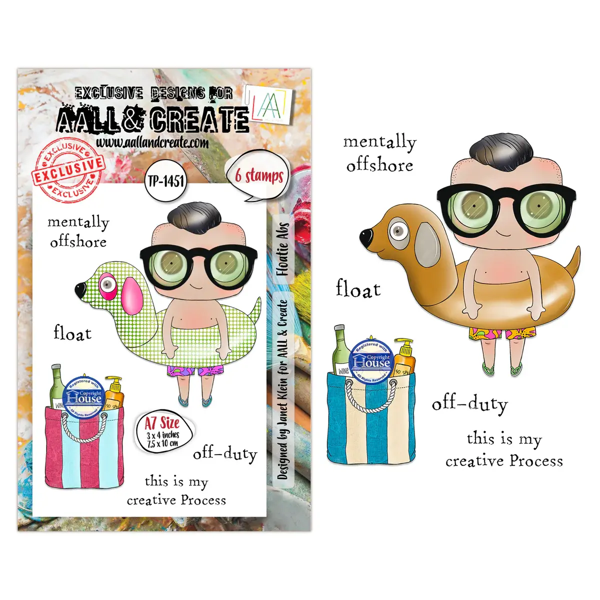 AALL & CREATE AALL & CREATE JANET KLEIN #1451 FLOATIE ABS A7 CLEAR STAMP SET