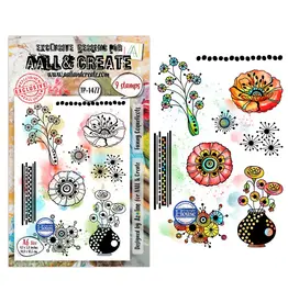 AALL & CREATE AALL & CREATE AZ LINE #1477 FUNNY COQUELICOTS A6 CLEAR STAMP SET