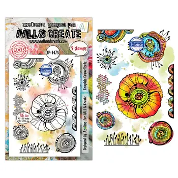 AALL & CREATE AALL & CREATE AZ LINE #1478 GRAPHIC COQUELICOTS A6 CLEAR STAMP SET