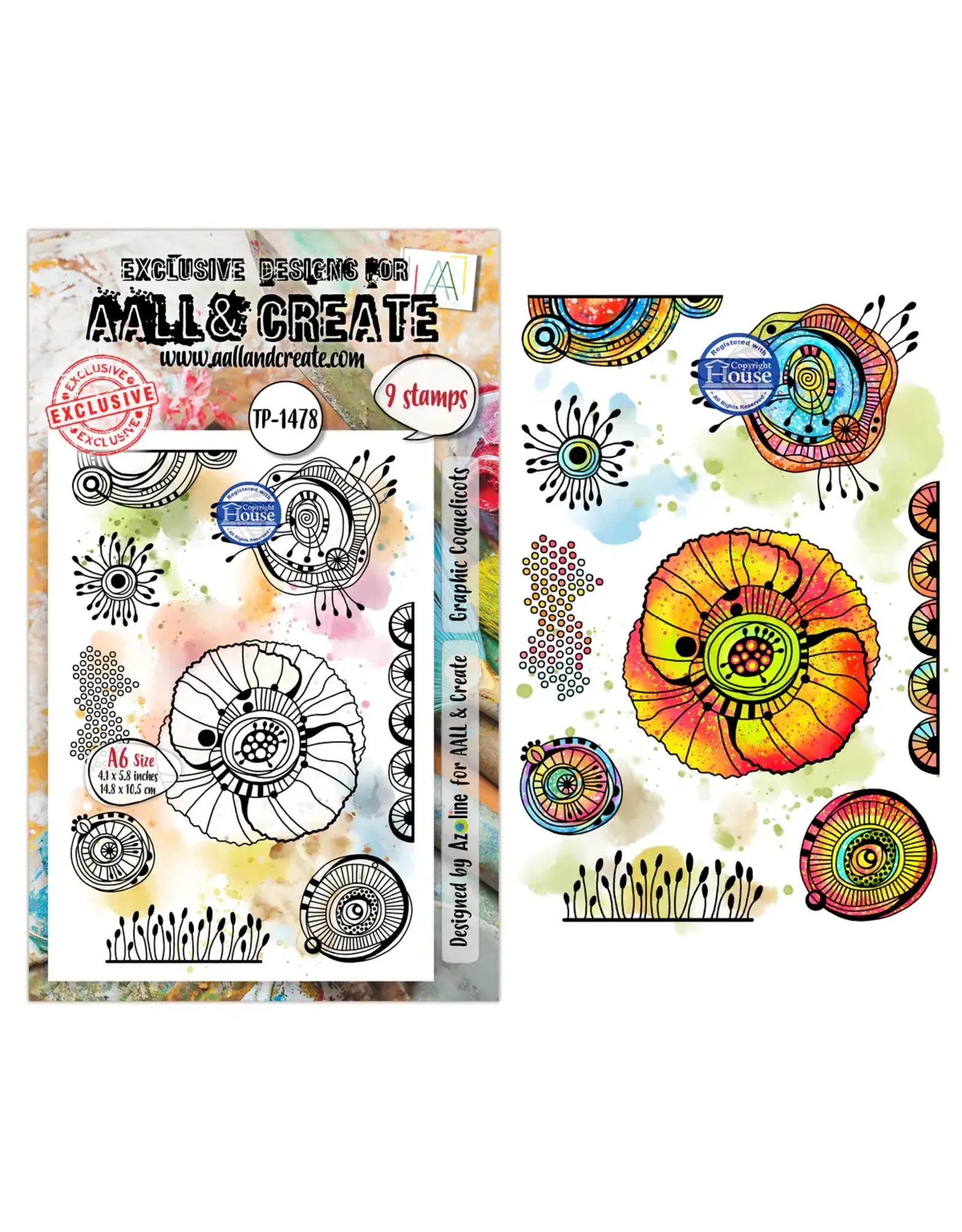 AALL & CREATE AALL & CREATE AZ LINE #1478 GRAPHIC COQUELICOTS A6 CLEAR STAMP SET
